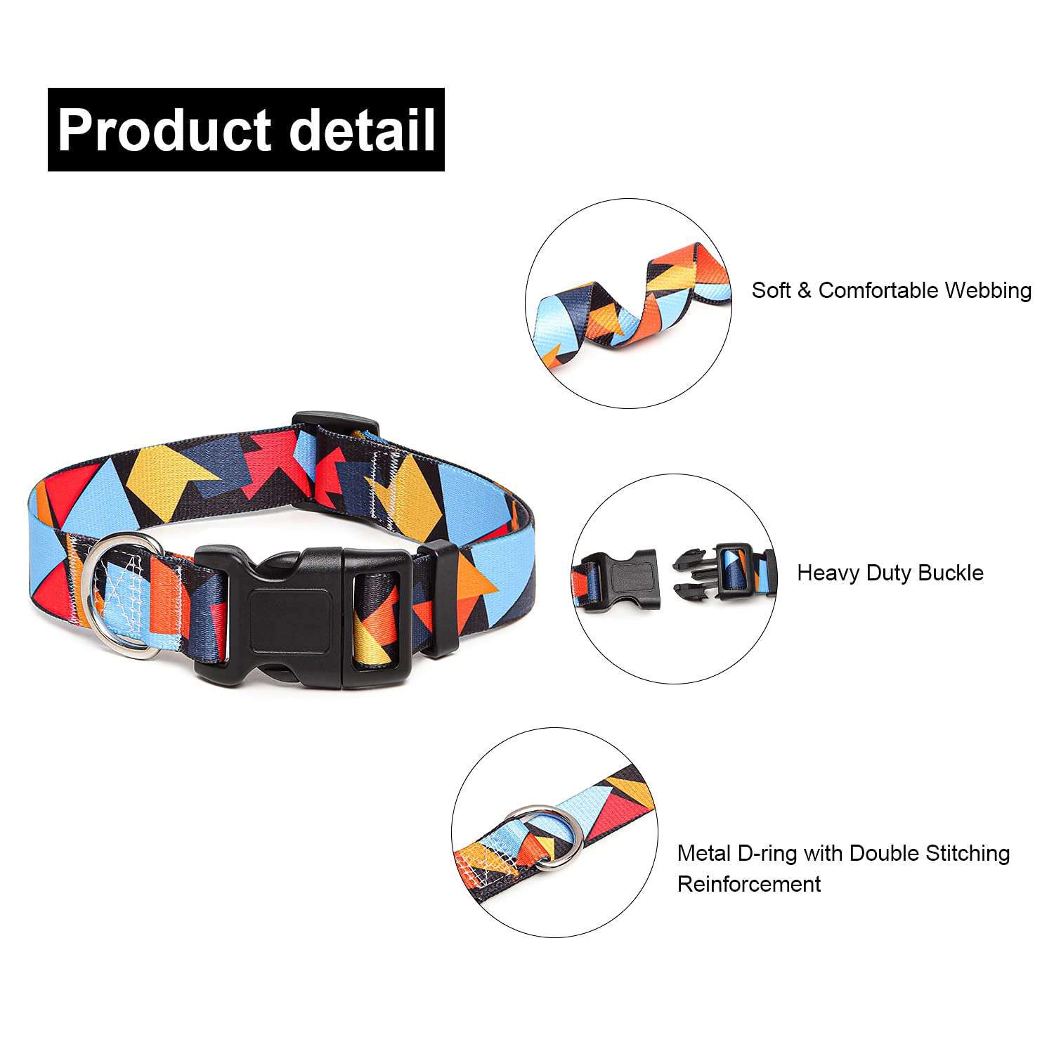 Suredoo Collare per Cani, Nylon Morbido Regolabile Collari per Cani, Gatti, Cuccioli di Taglia Piccola Media Grande (S, Blocco Colore)