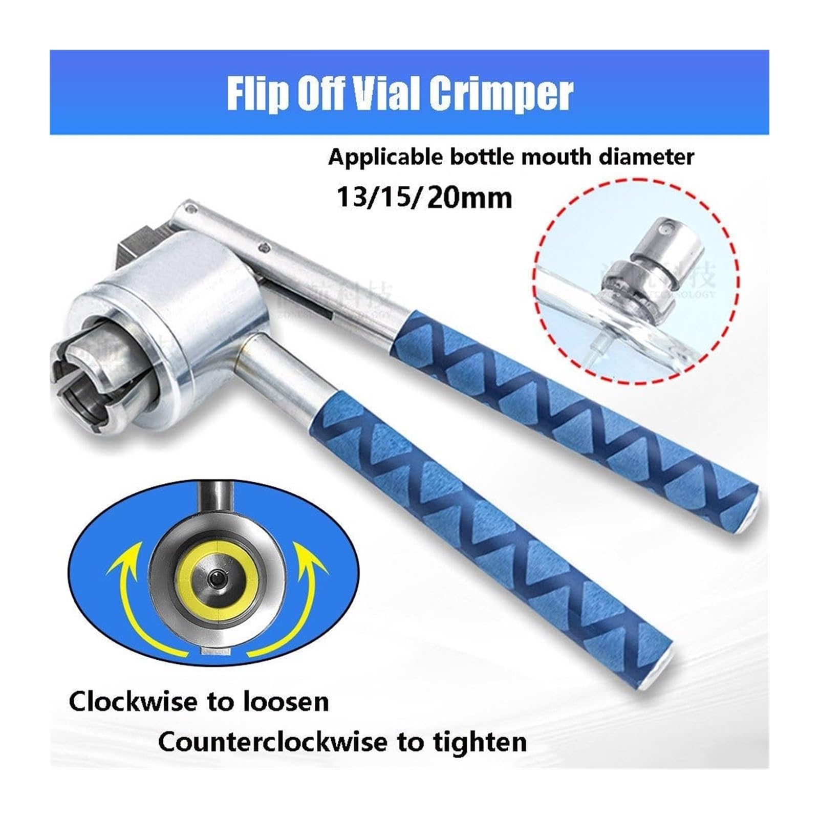 Manuelle Vial Crimper Versiegelung für 13 mm, 15 mm, 20 mm Flaschen – Edelstahl-Flaschenverschluss mit rutschfestem Griff für Parfüm, ätherische Öle, DIY
