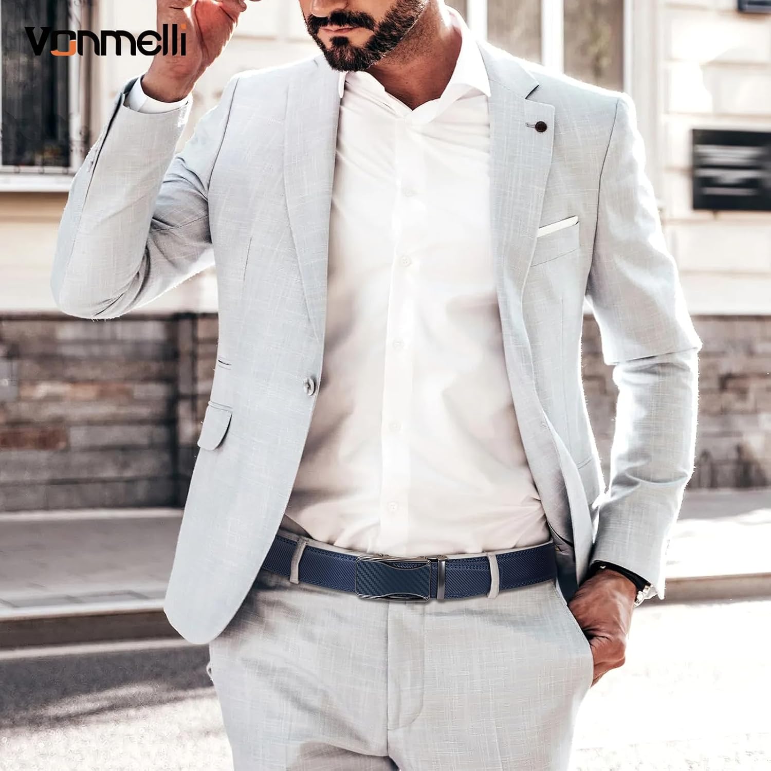 VONMELLI Mens Belt 2 Pack, Leather Ratchet Belt for Men Dress Belt with Adjustable Buckle, Trim to Fit - Image 6