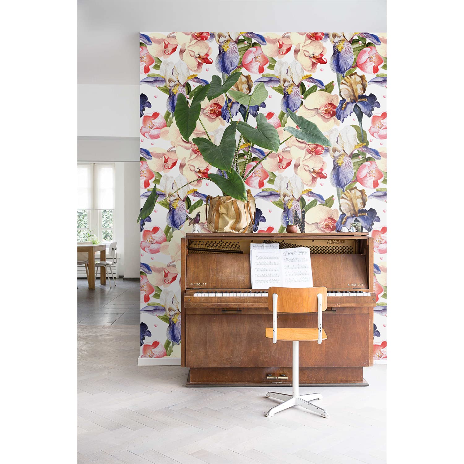 Fotomurale orquídea floral autoadhesivo lavable lavable para paredes lisas