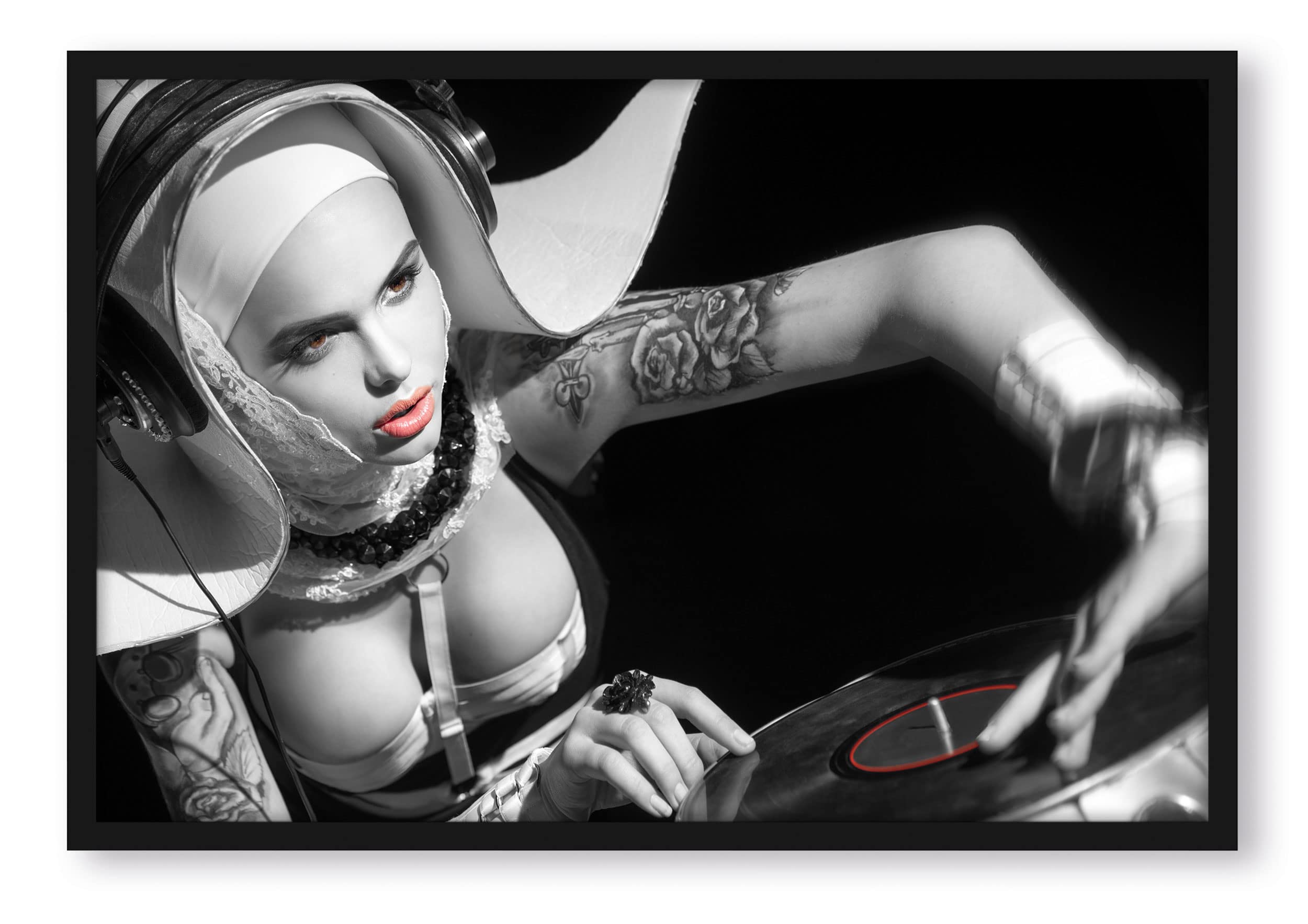 Poster da donna tatuata, con cornice, 80 x 60 cm, con cornice
