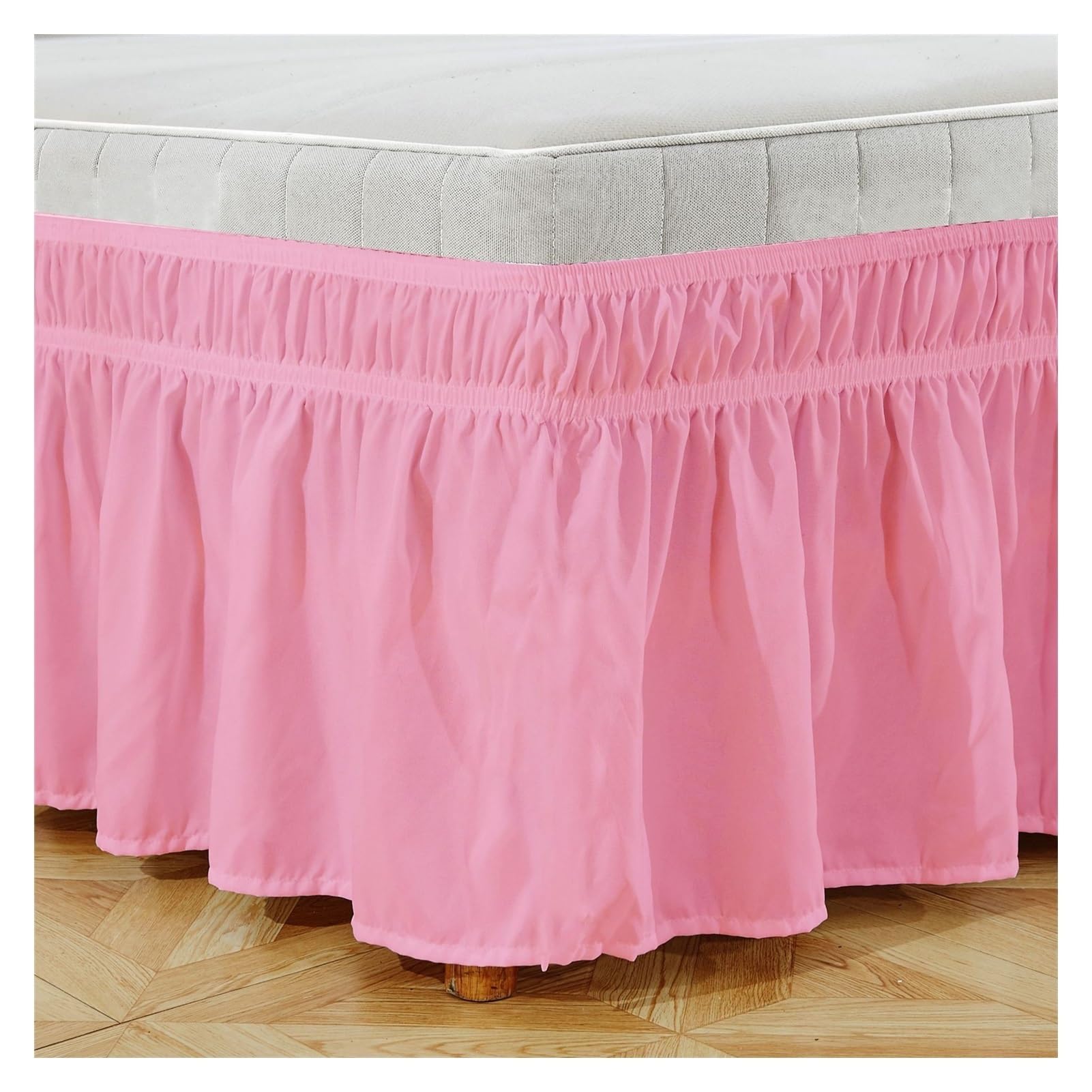 WENYOG Bed skirts Wrap Around Bed Skirt Queen King Size White Skirts Light Grey Solid Hotel Ruffles For Decoration(Pink,200x200x38cm)