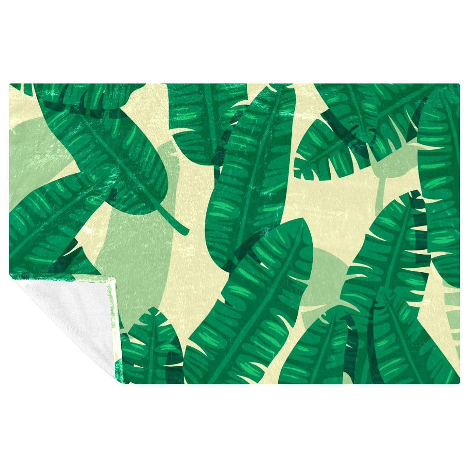 Couverture douce et chaude motif feuilles de bananier pour canapé et lit en 150x100 cm