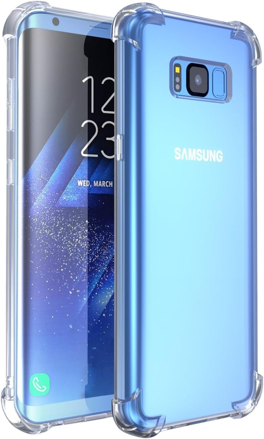 COMSOON Compatible with Galaxy S8 Plus Case, [Drop Cushion] [Crystal Clear] Soft PC TPU Bumper Slim Protective Case Cover with Raised Bezels (Clear)