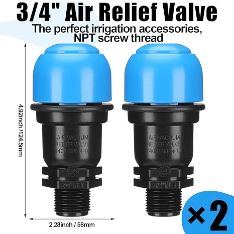 Threlaco 2 Pack 3/4 Inches Air Release Valve Air and Vacuum Release
