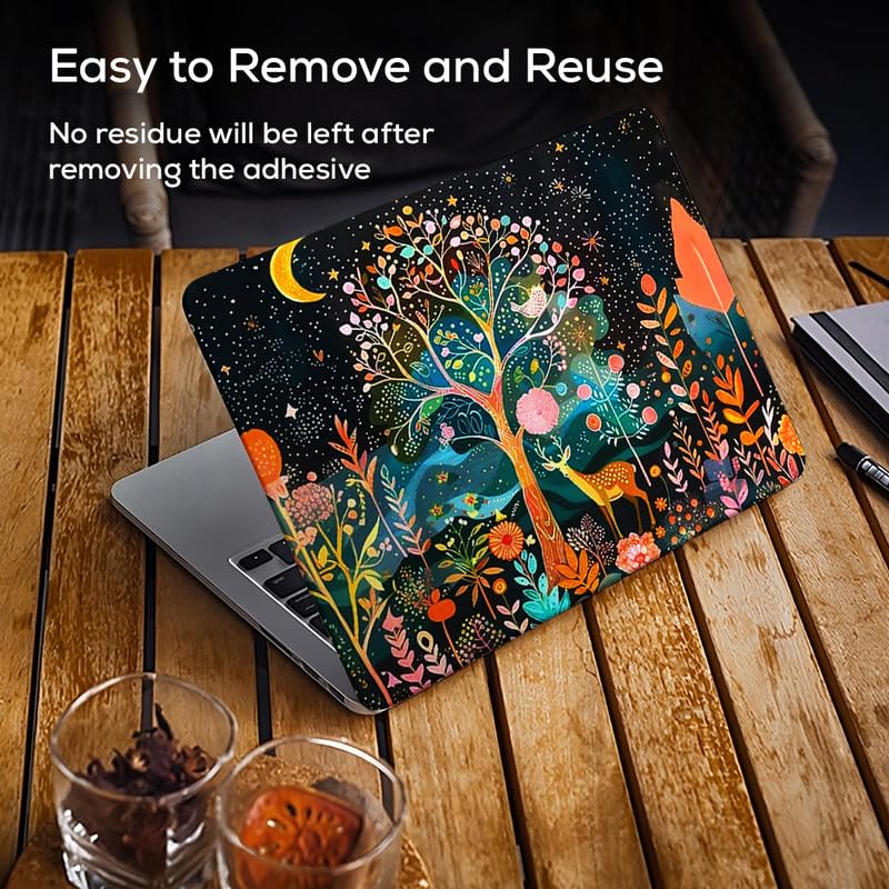 Image of Floral F41 Top+Wrist Pad Vinyl Laptop Skin /Sticker /Cover for 13 to 13.3 Inches Laptops Laminated-Removable-HD Quality Compatible for Hp-Dell-Sony-Lenovo-Asus etc.(13x9.2 Inches)