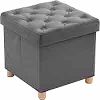 Pouf Contenitore Quadrato In Lino Grigio - Seduta, Poggiapiedi E Box 35L - Foto 2