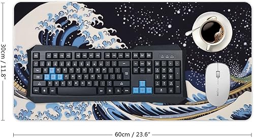 Miniatura 2 de Alfombrilla de escritorio japonesa sobre escritorios, alfombrilla grande para mouse con olas de mar Kanagawa, alfombrilla de mouse para escritorio,