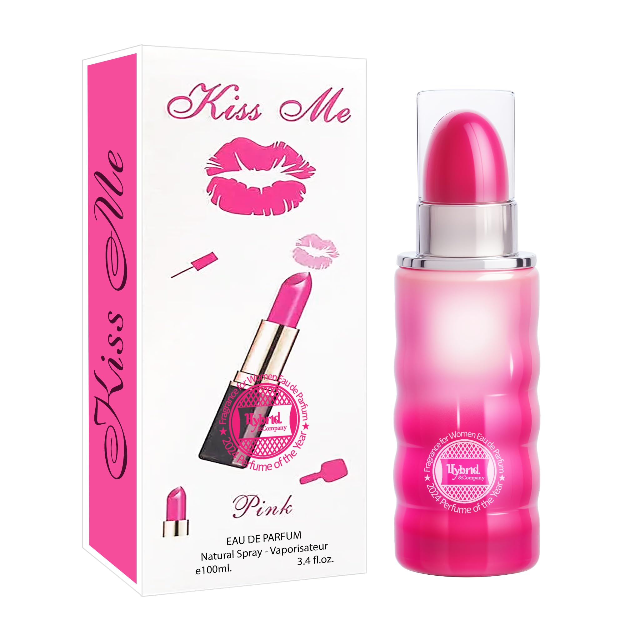 Hybrid & Company Women Kiss Me Pink Eau De Parfum Natural Spray Vaporisateur 3.4 Fl Oz