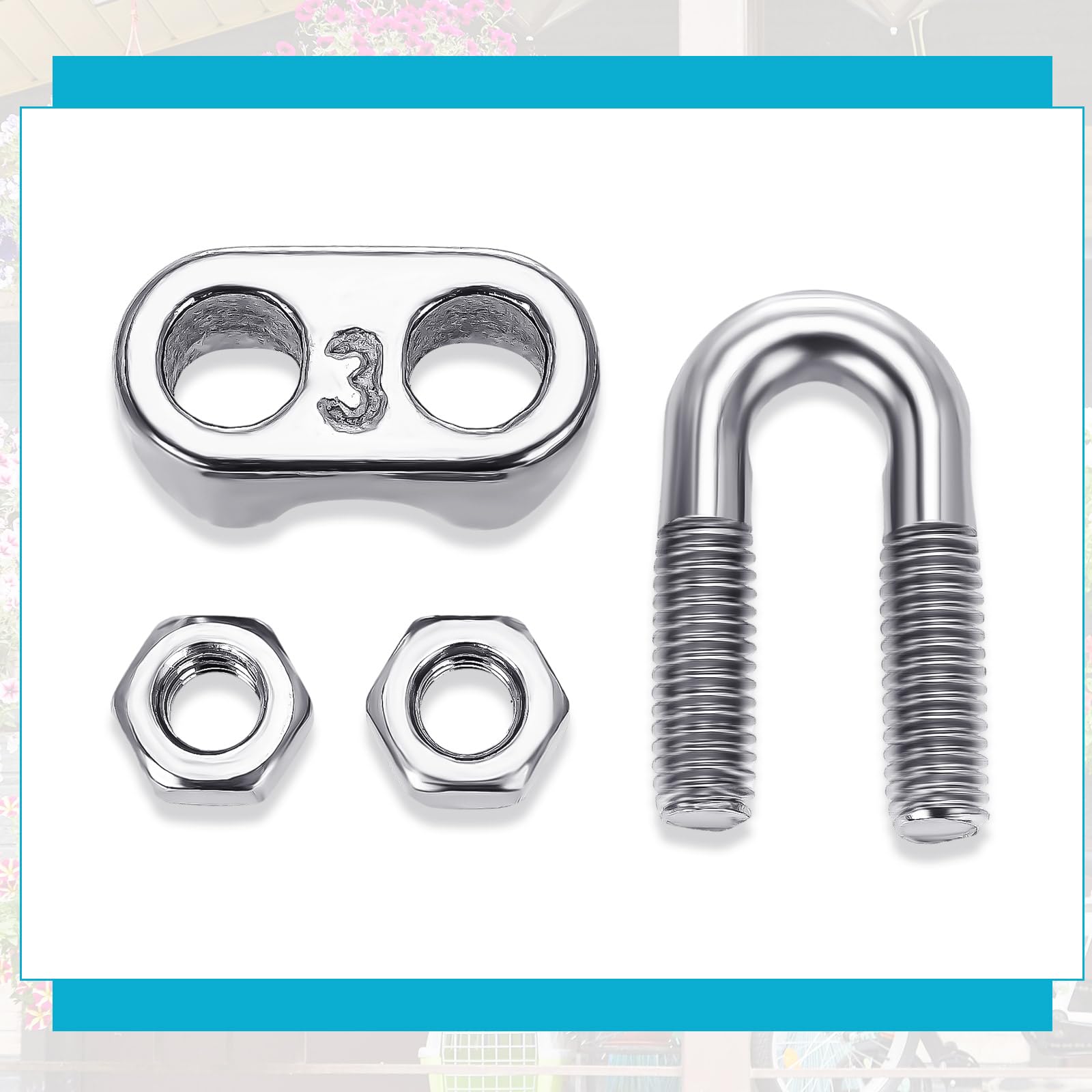 Blulu 100 pz 1/8 di pollice M3 Cavo In Acciaio Inox Corda Clip Grande U Bolt Sella Guy Fastener 304 Acciaio Inox Fissaggio Cavo Morsetti Fune metallica, Collegare 2 strati di filo per formare un loop