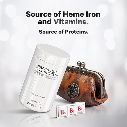Miniatura 5 de Codeage Suplemento de bazo de carne alimentada con pasto – Suministro de 2 meses – Liofilización, sin desgrasar, píldoras bovinas desecadas