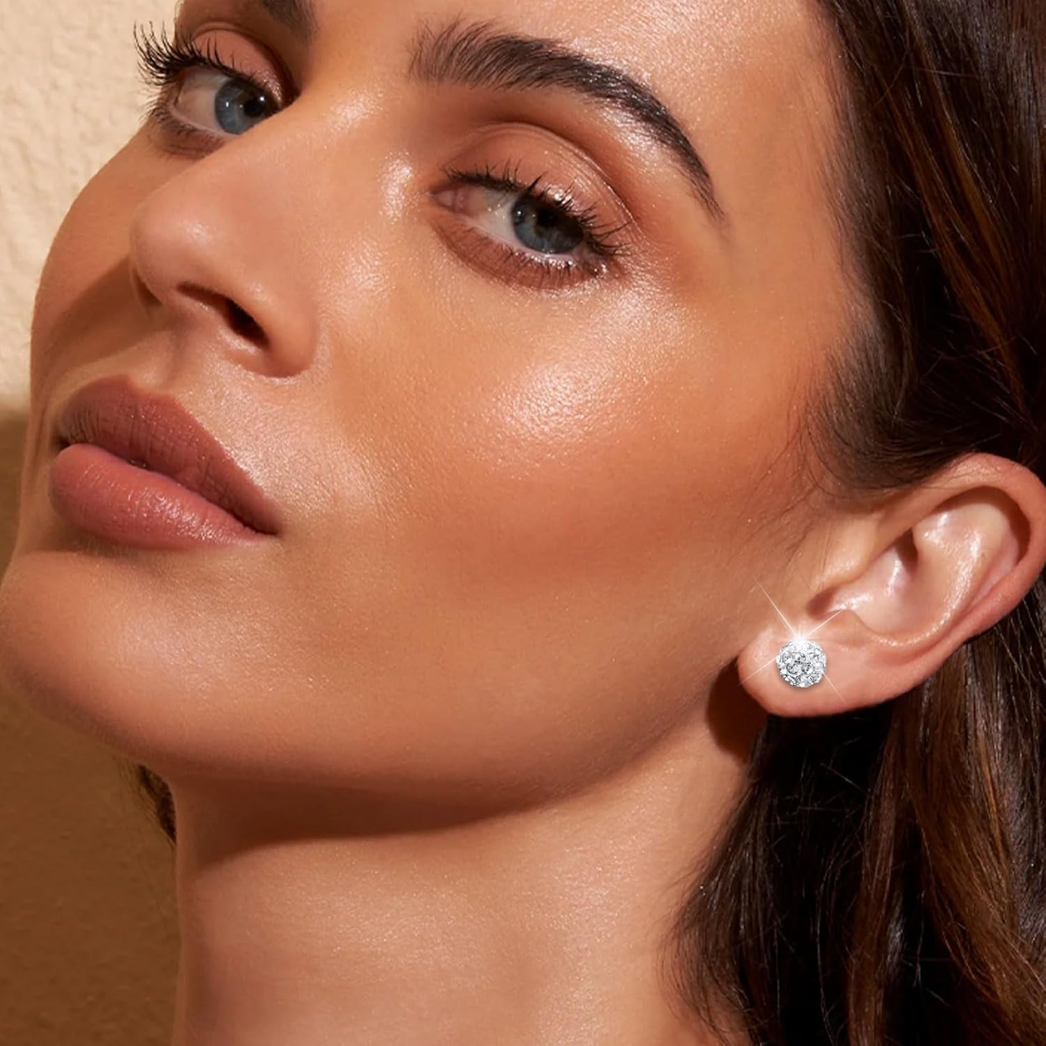 4Pairs Crystal Ball Stud Earrings for Women Hypoallergenic Stainless Steel Flat Back Stud Earrings Sparkly Cubic Zirconia Disco Ball Earrings Set 3 4 5 6 MM - Image 3