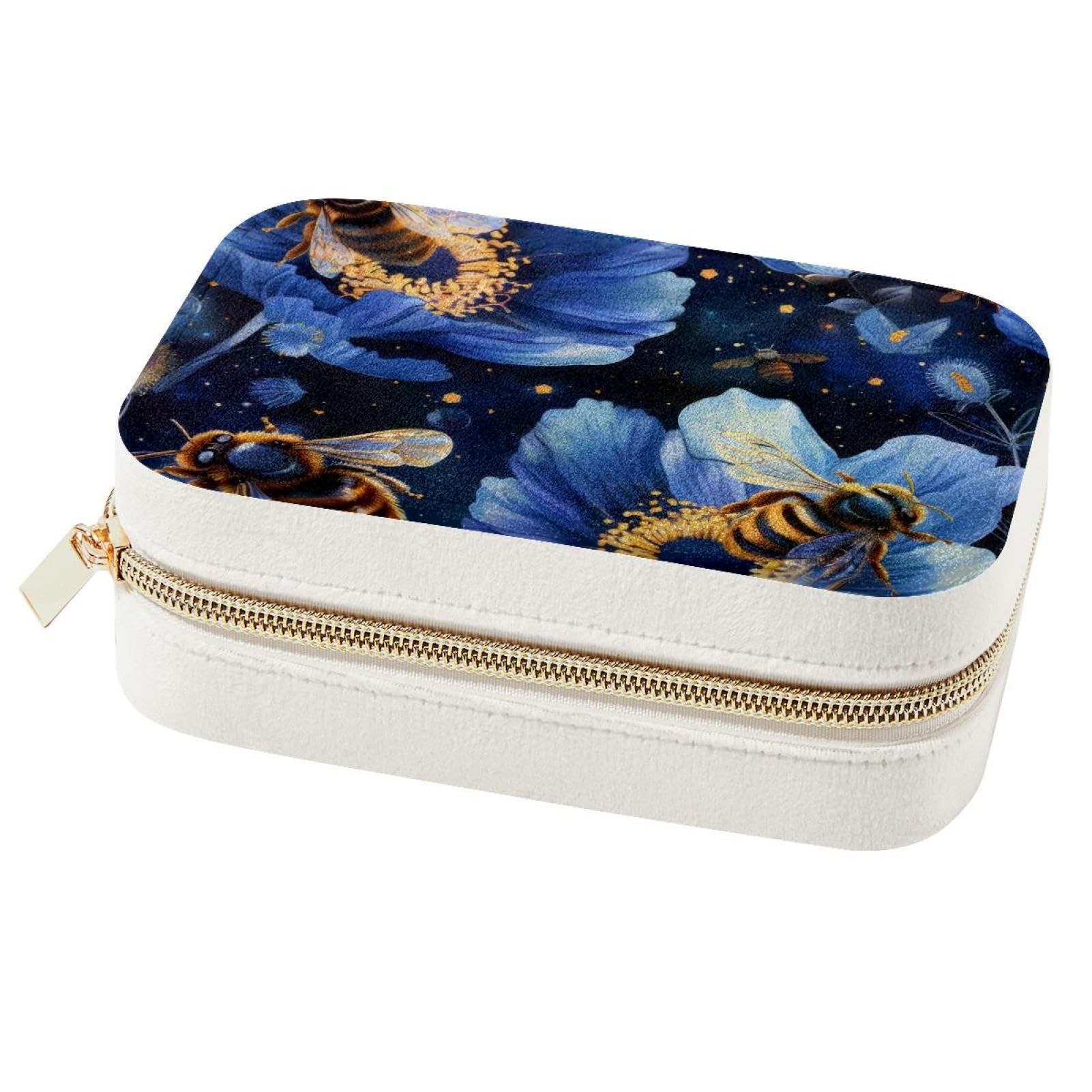 Boîte à bijoux portable en cuir avec miroir pour voyage et rangement compact