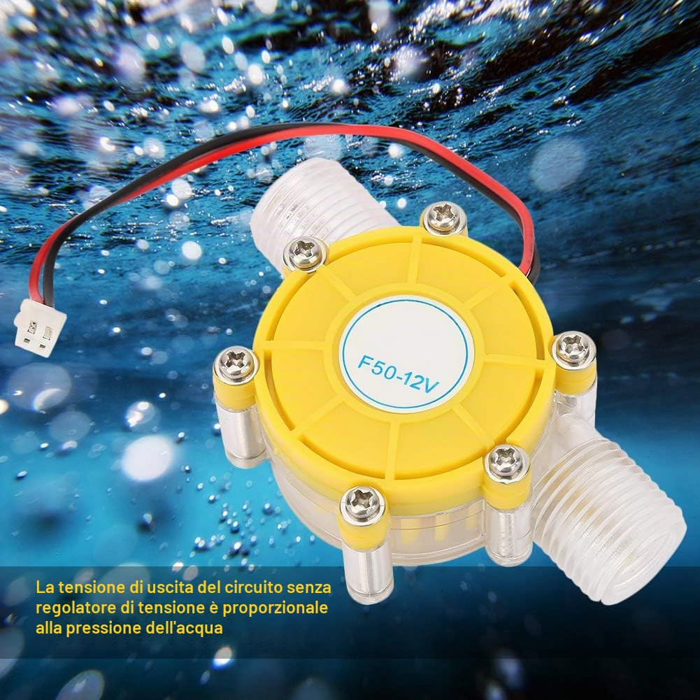 Tyenaza Generatore a Turbina ad Acqua 12 V, F50 Mini Idroelettrico DC Pompa a Flusso d'Acqua Generatore di Energia Idroelettrica Micro Generatore per Elettricità DC