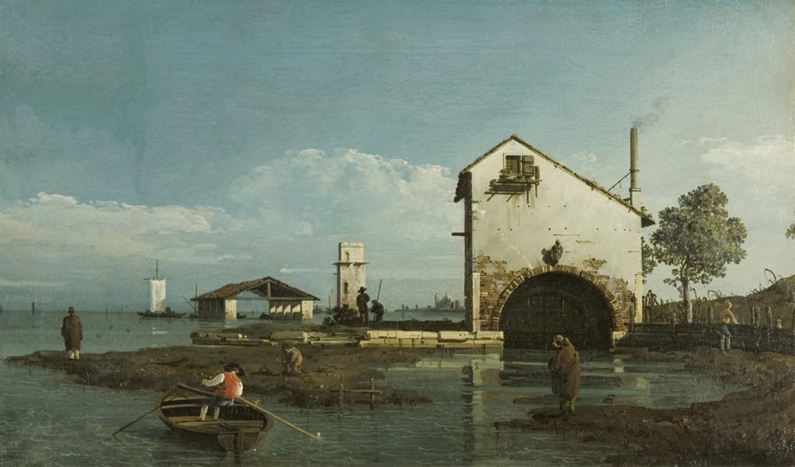 POSTERIIk Vintage Classic Picture Landscape Artwork Capriccio the Lagoon by Bernardo Bellotto Portrait Canvas Painting for Office Home Decor 60x90cm