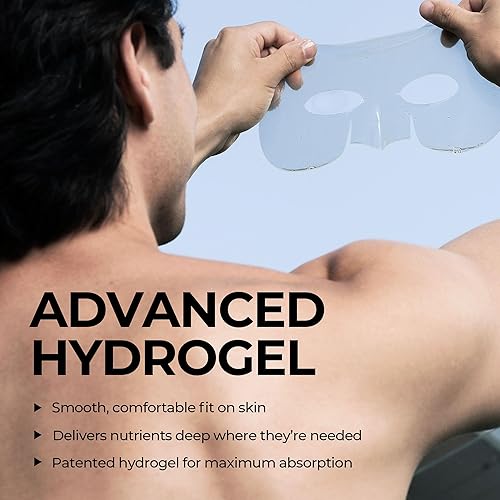 Miniatura 4 de HommeFace Juego de mascarillas faciales de hidrogel revitalizante para hombre (5 unidades) – Mascarillas hidratantes, amigables con la barba,