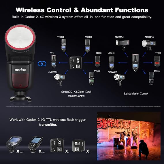 Godox V1 V1-C V1 for Canon Flash Round Head TTL Shot Speedlight 76Ws