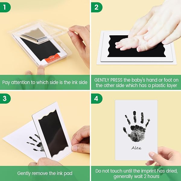 Nabance Baby Footprint Kit & Handprint Kit, 2 Inkless Ink Pads, 2 Photo Frames, 4 Imprint Cards, Safe for Baby Hands and Feet, Family Keepsake Gifts for New Parents, Baby Shower Gifts 0-6 months - 4