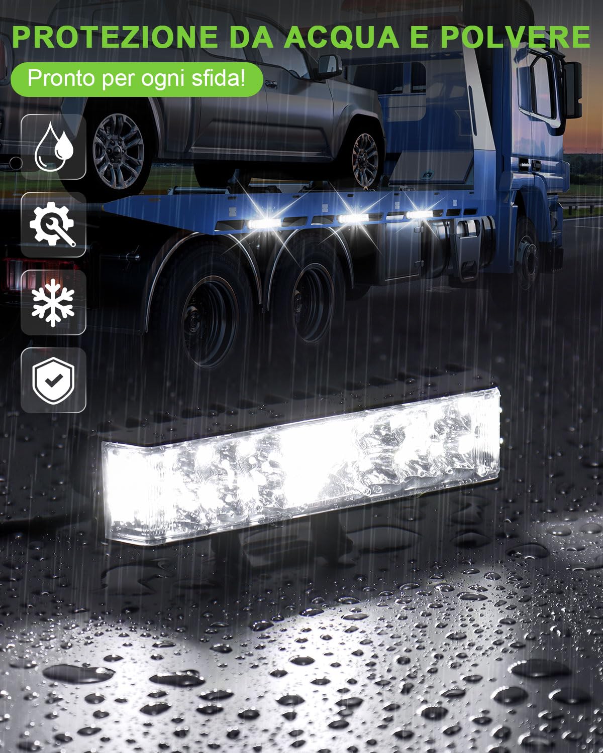 2 Pezzi Fari LED da Retromarcia 102W con Riflettore Laterale 9-80V, Impermeabili IP65 Fari LED per Veicoli Commerciali, Macchine Agricole, Veicoli Offroad, Camion, Trattori, 4x4, ATV