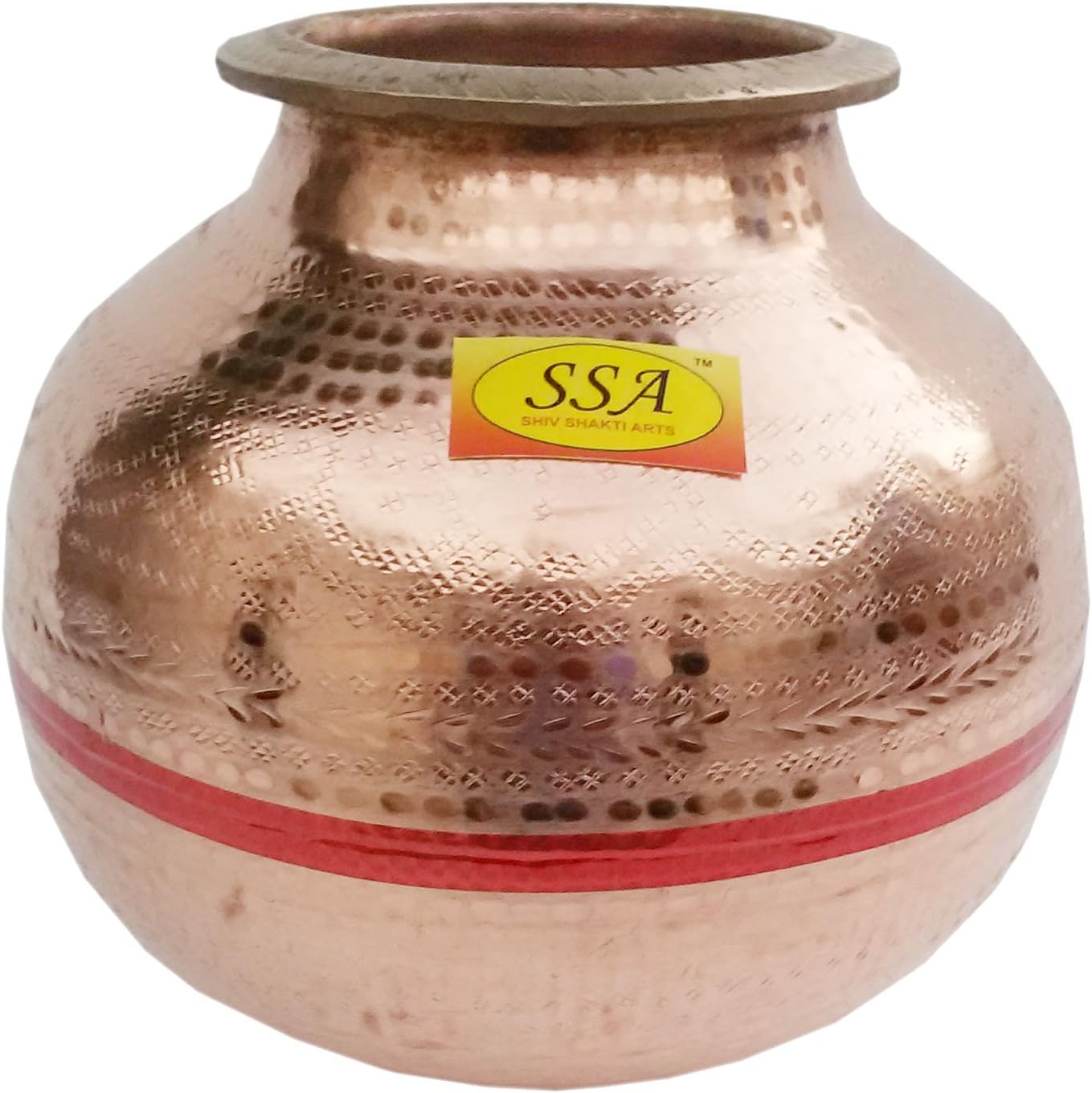 9" X 10" Pure Copper Matka Water Pot Container Water Storage Home Hotel Restaurant Good Health Benefit Yoga Ayurveda Healing Capacity 7 Litre Approx
