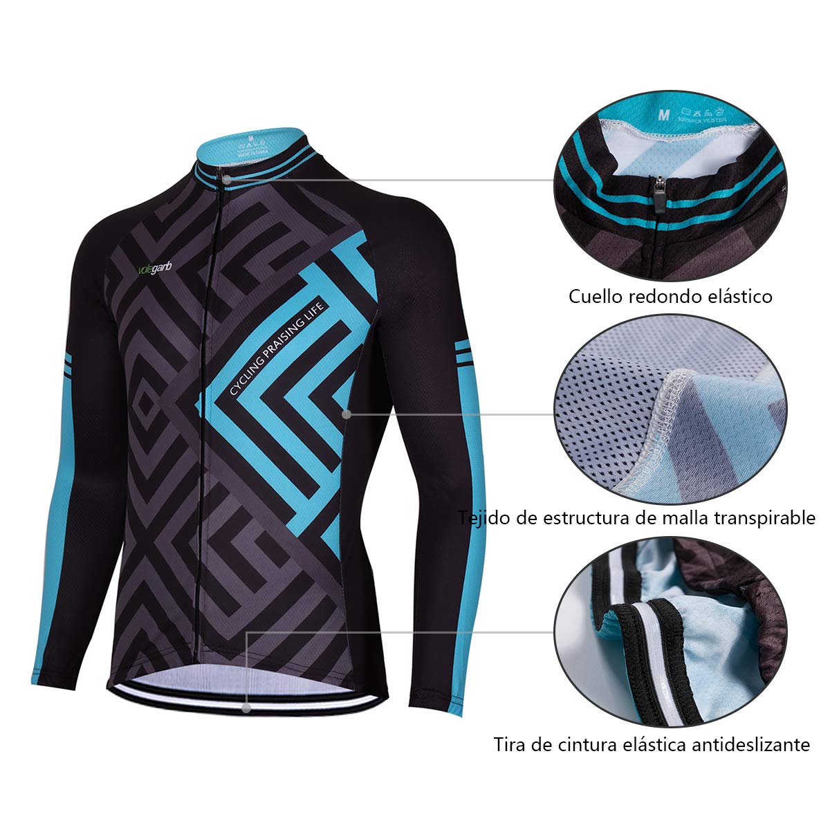 Meicynhoger Ropa Ciclismo Otoño Invierno para Hombre y Mujer,Ciclismo Maillot MTB de Manga Larga y Culotte Pantalones Acolchado 3D
