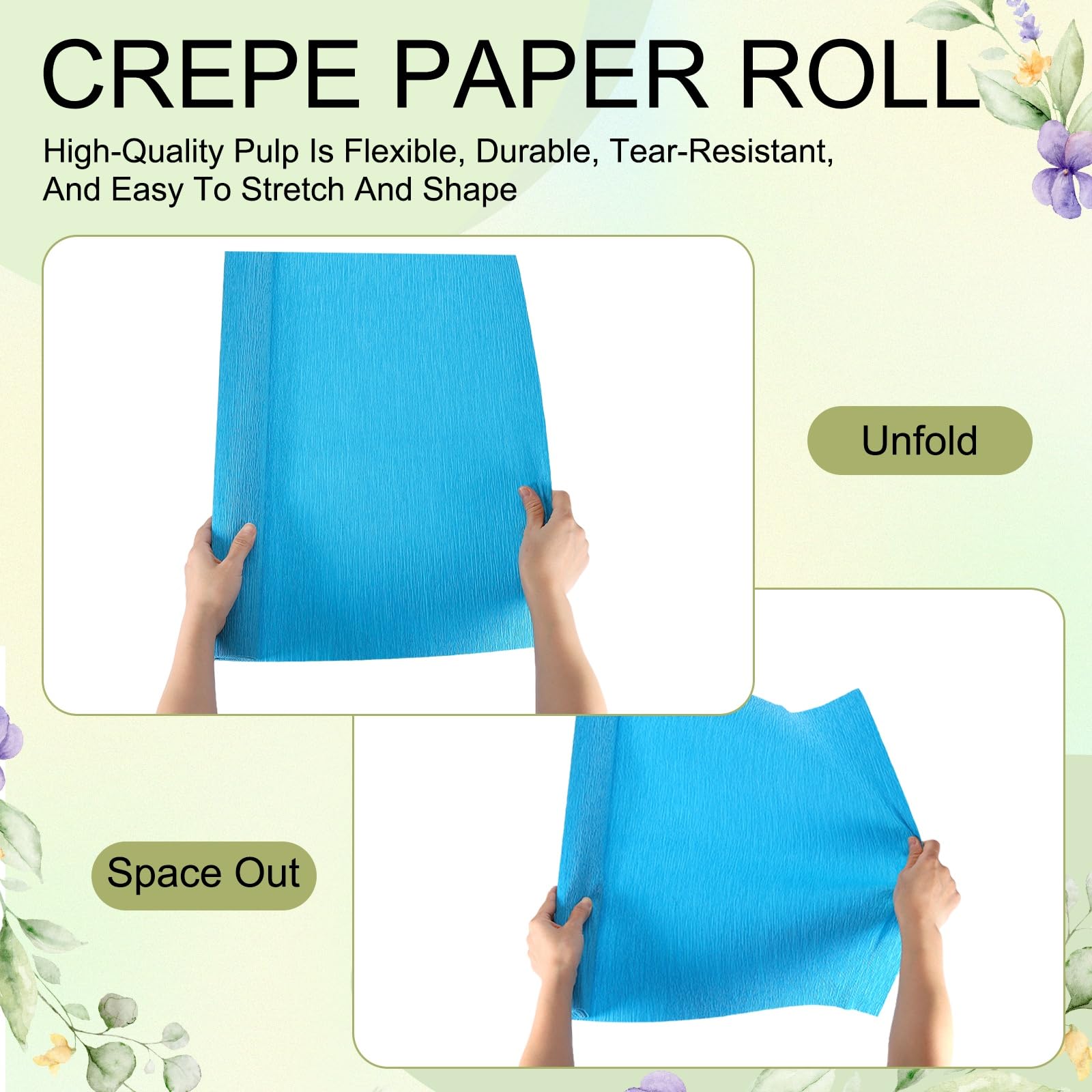 QUARKZMAN 3 Rouleaux De Papier Crêpe 19 x 98 Pouces Streamer Fleur Blanc