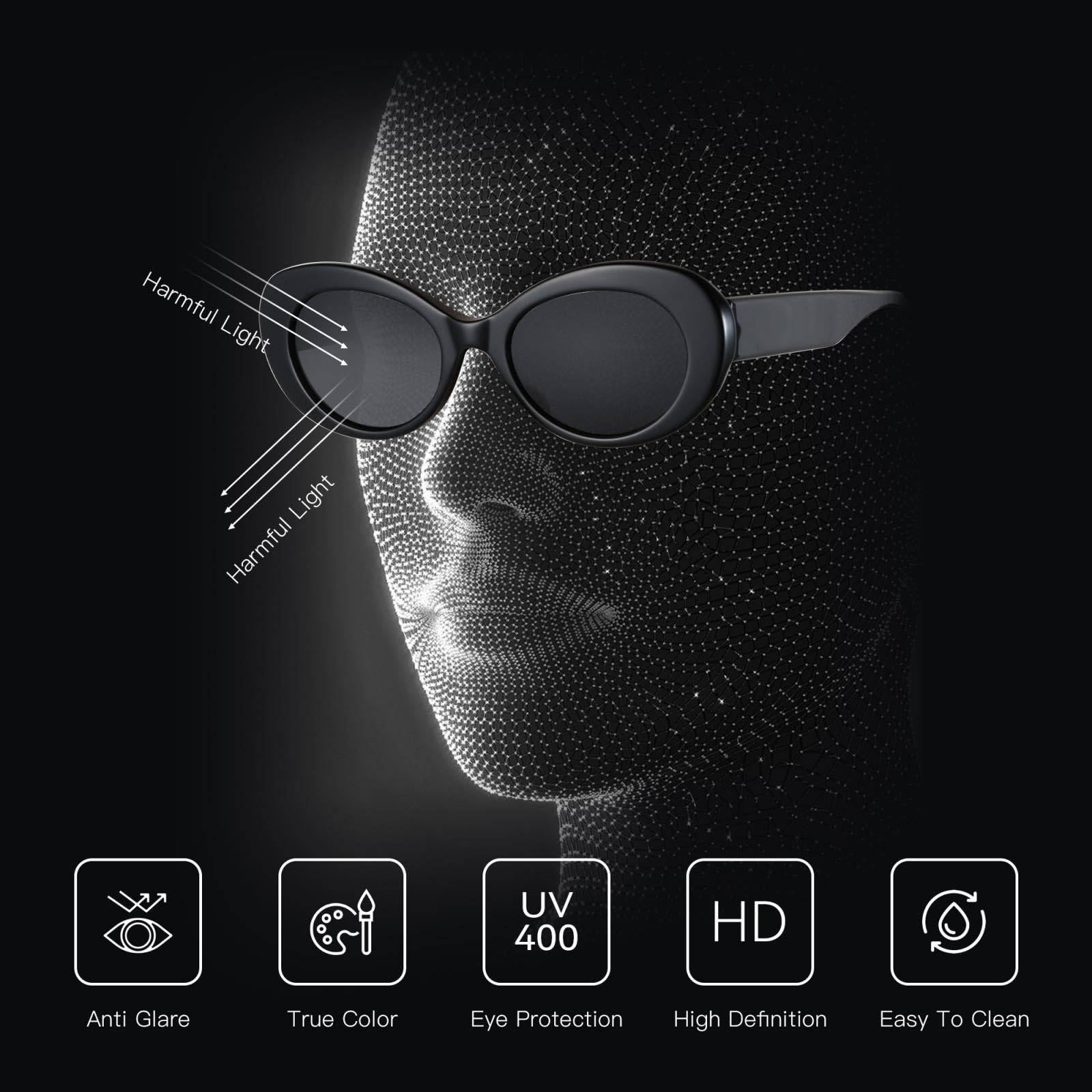 Gafas de sol polarizadas ovaladas de acetato para mujer, montura gruesa, UV400