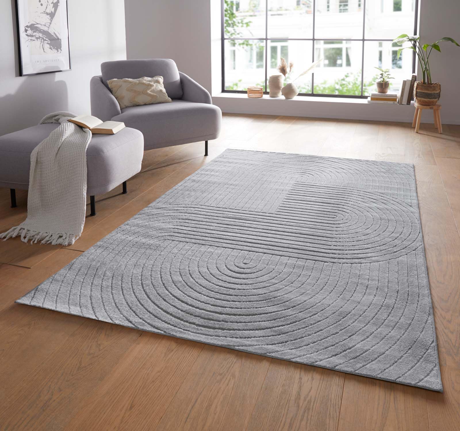 Taracarpet Moderner In & Outdoor Kurzflor Boho Skandi Designer Teppich mit 3D Effekt für Wohnzimmer und Schlafzimmer OEK