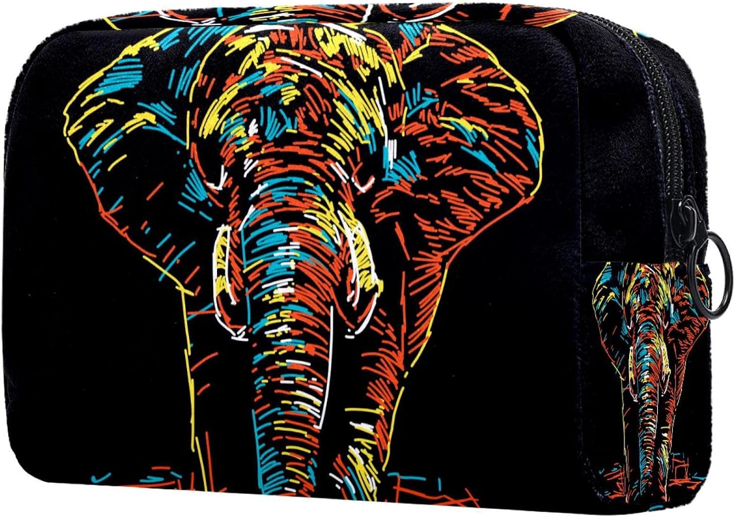 Kosmetiktasche Mit Elefant Boho Print - 23x17x16 Cm, Viele Fächer, Mit Griff - Ideal Für Reisen