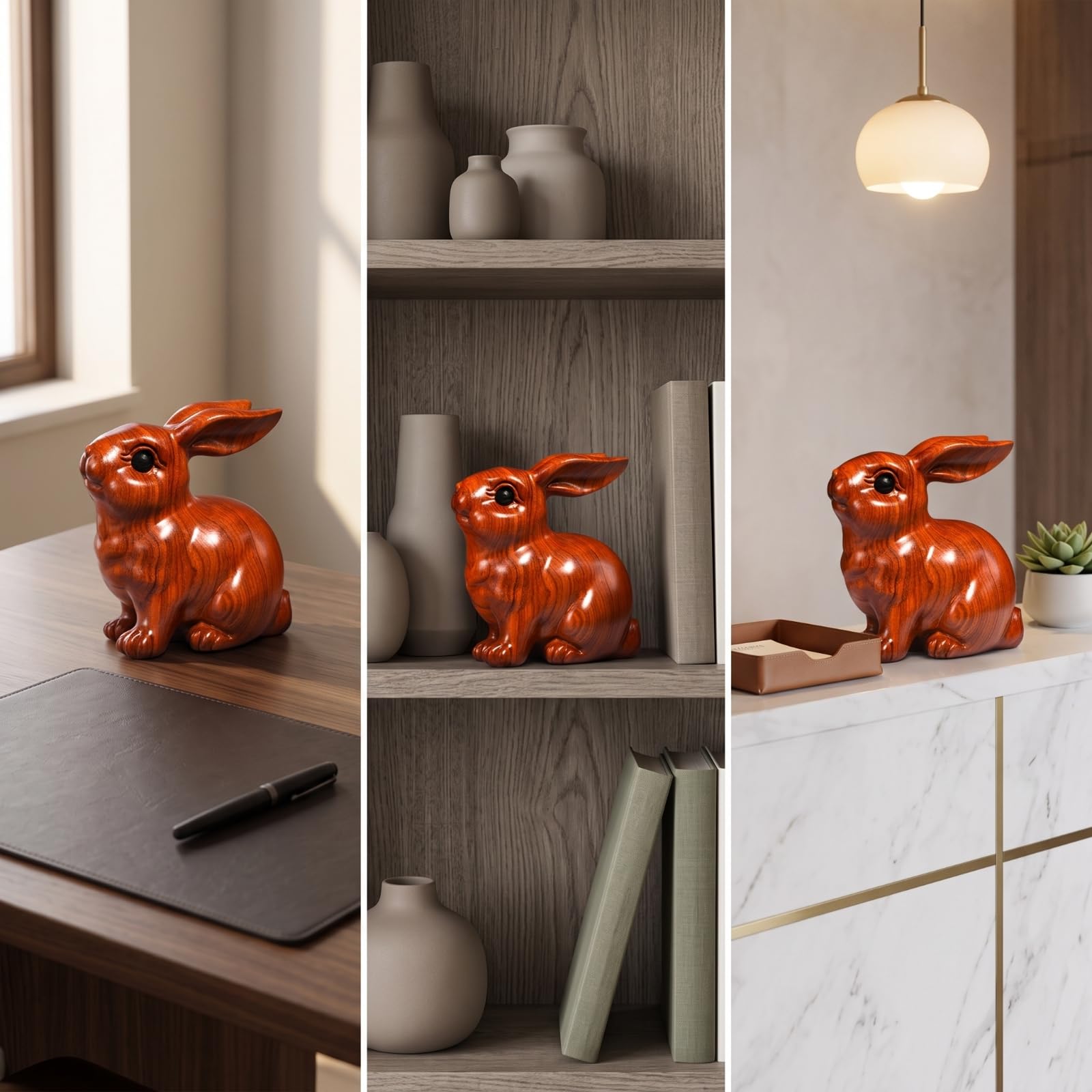 Colcolo Statuetta di Conio da Tavolo Figurina | Finitura e Levigata, Conietti Intaati in Legno, per Soggiorno, Ufficio, Ingresso, 26CM