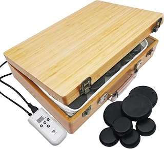 Goodtar Portable Hot Stones Massage Warmer - Digital Controller Rocks Massage Stone Heating Bag, Electric Hot Stone Massager and Heater for Home Spa Relax Muscles (Bamboo Stone Warmer)