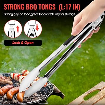 11 Pcs Grill Tools Set,BBQ & Grilling Accessories Outdoor Barbecue Utensils