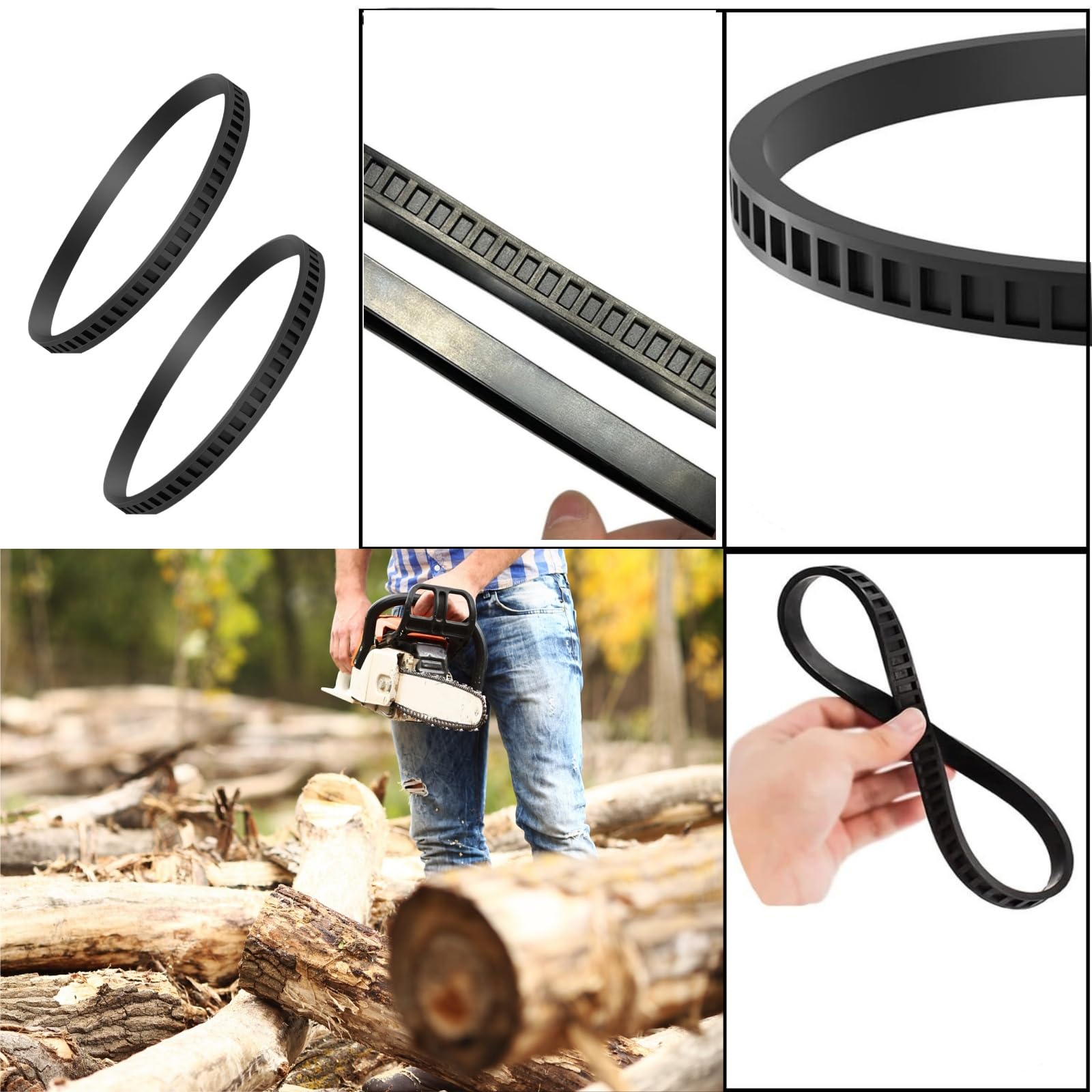 Lot de 2 scies à ruban en caoutchouc pour le travail du bois de 15,24 cm, scie à ruban compatible (15,2 cm, noir)