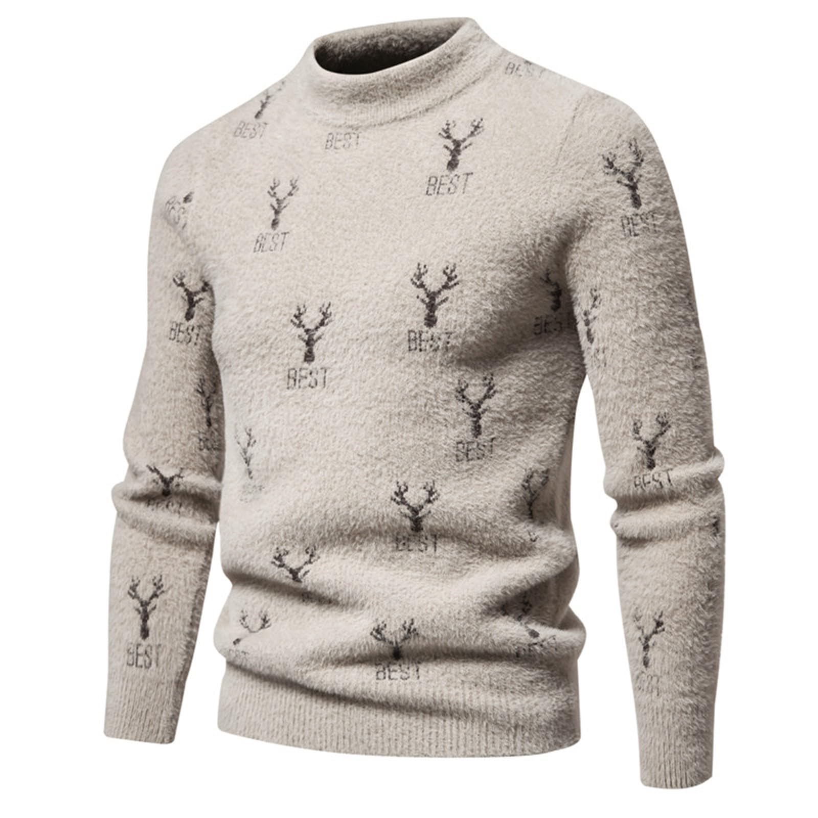 Maglioni Natalizi Uomo, Maglia di Natale Uomo Maglioni di Natalizio Brutti Maglione Natalizio Unisex a Maglia Grossa con Babbo Natale E Renna Maglioni di Natale Famiglia Christmas Jumper