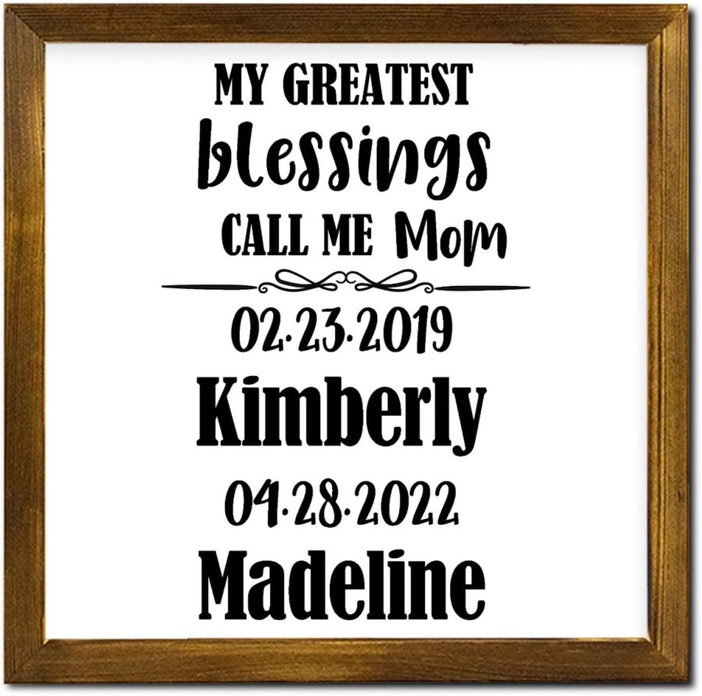 My Greatest Blessing Call Me Mom Framed Wood Sign Family Love Wooden Art Wall Vintage Wooden Wall Art Decorative for Home Family Living Room Bedroom 12x12 Inch