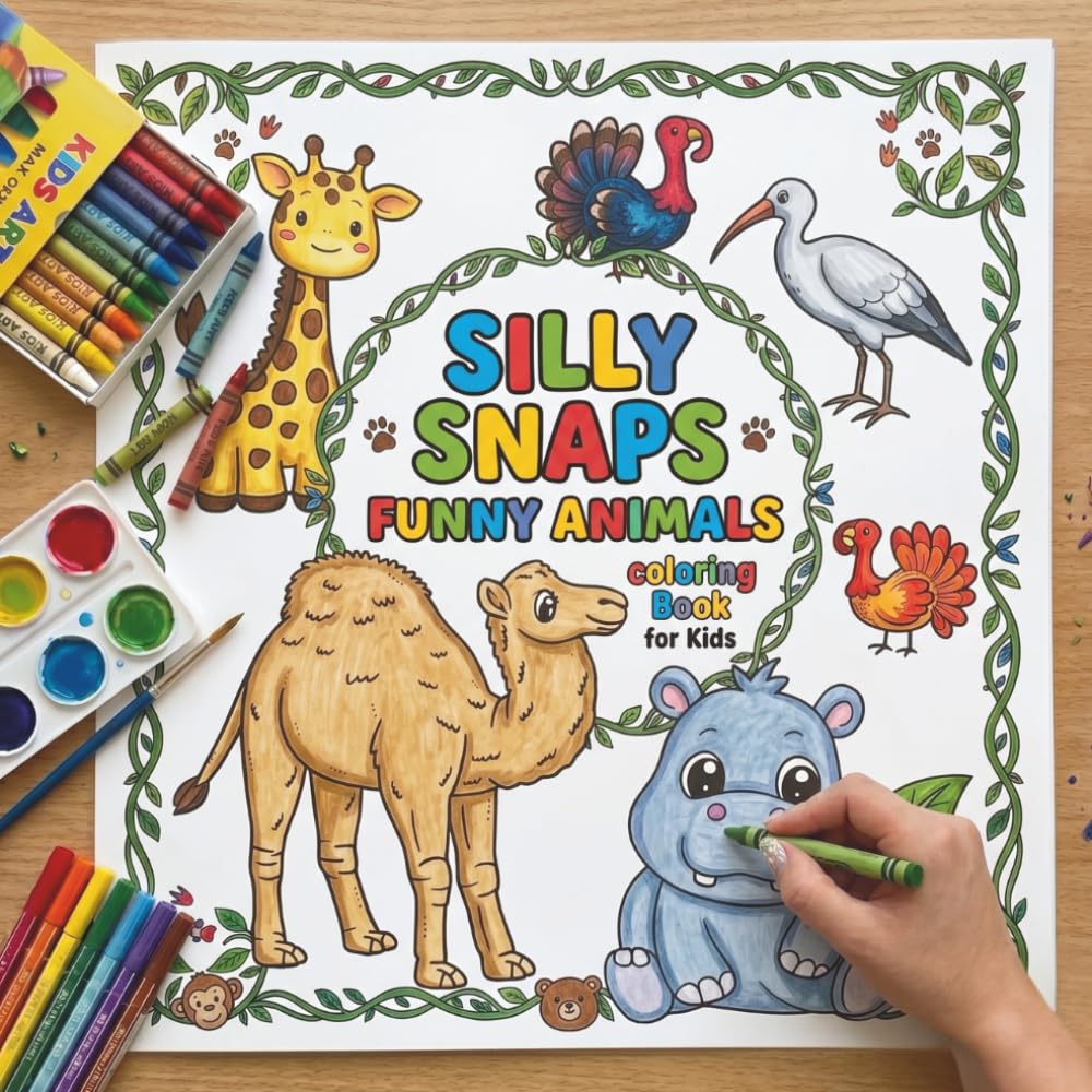 Silly Snaps Funny Animals Coloring Book for Kids: 55 Unique Illustrations with Bold Outlines for Easy Artistic Play and Screen-Free Fun