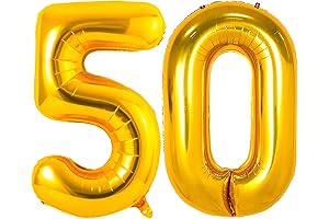 Gold Number 50 Foil Balloons for Birthday