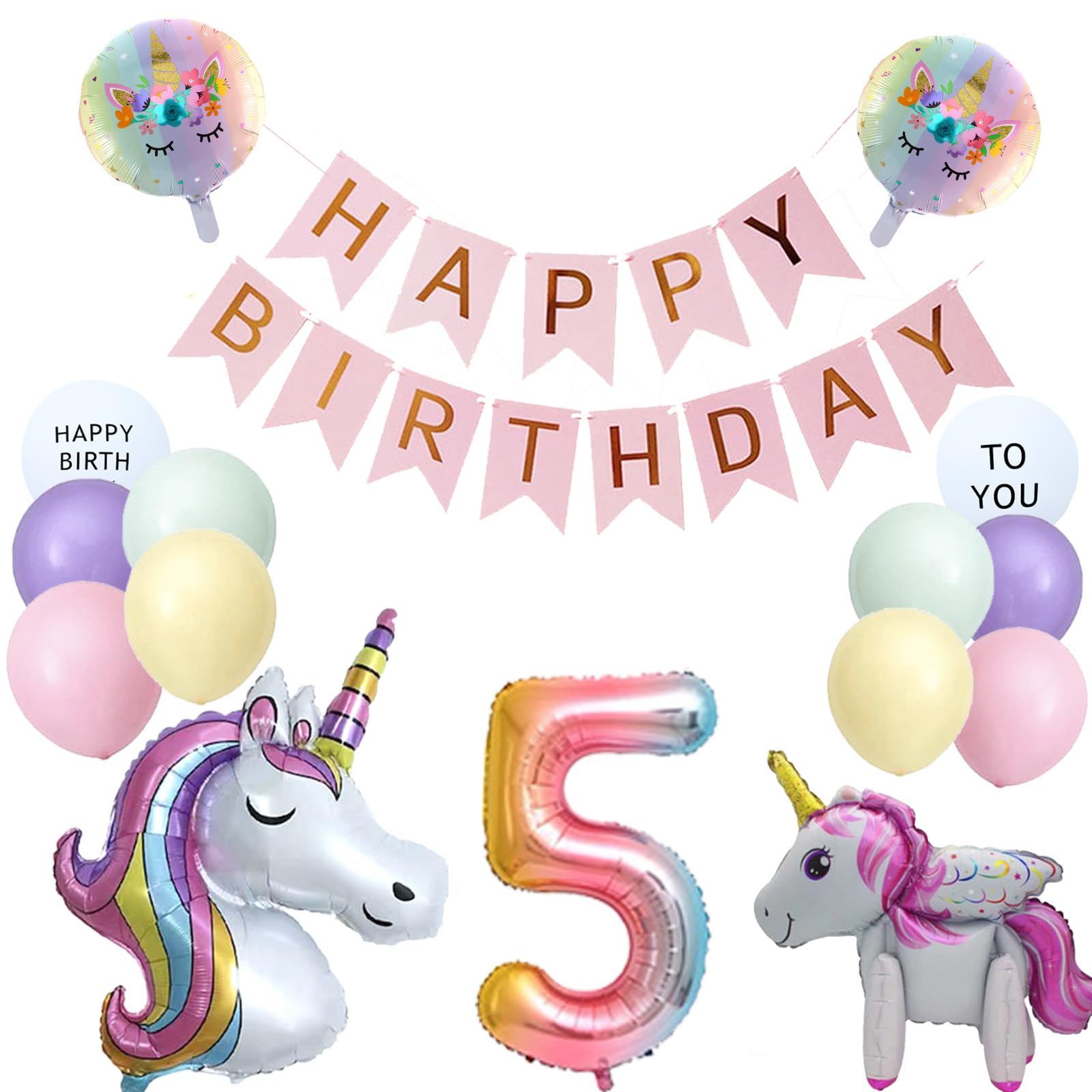 Amazon | ユニコーン 誕生日 バルーン 風船 5歳 女の子 誕生日