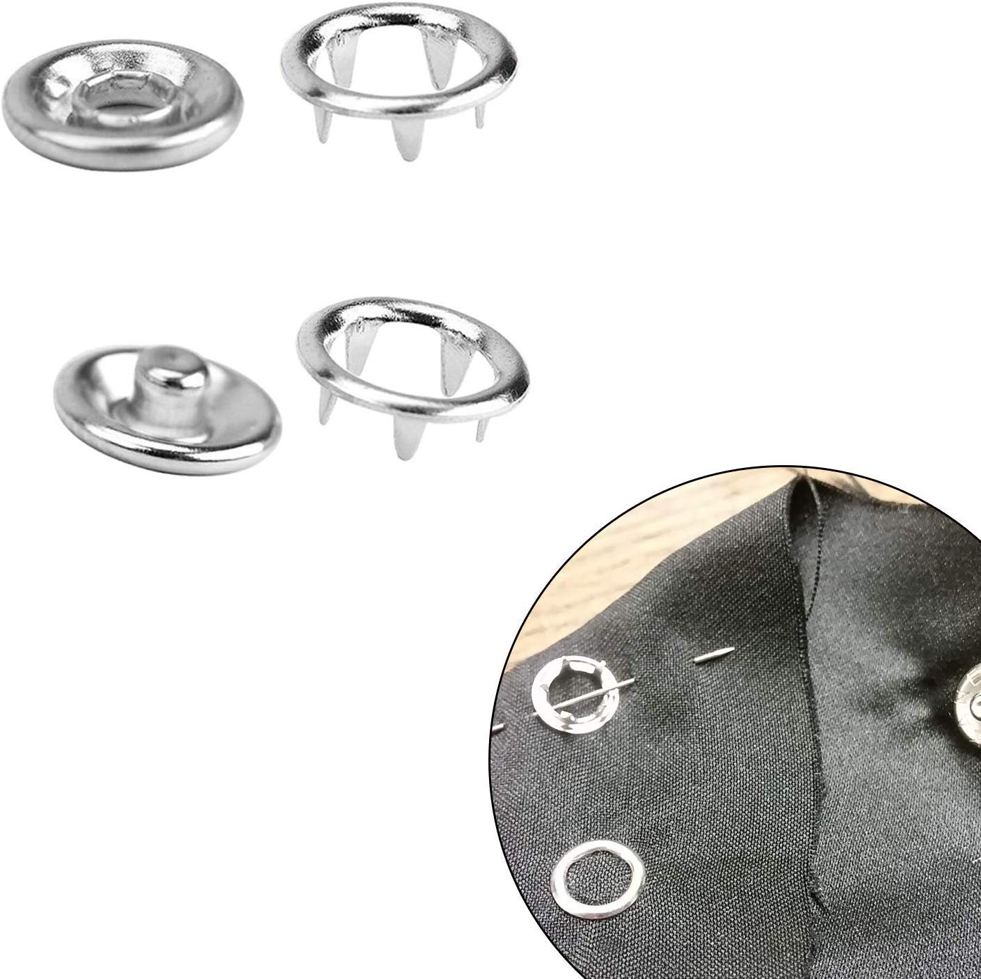 100 Paia Bottone A Pressione Metallo, Pinza per Bottoni Automatici con pinza, Strumento di Fissaggio a Scatto Resistente per DIY Abbigliamento Borse