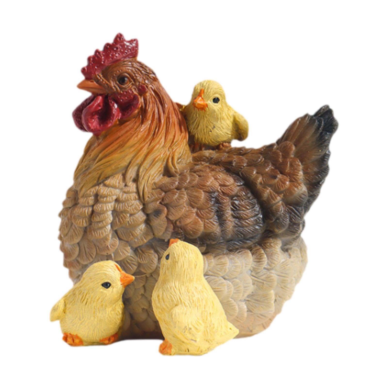 Statue poule en résine sculpture décorative de ferme pour maison et jardin