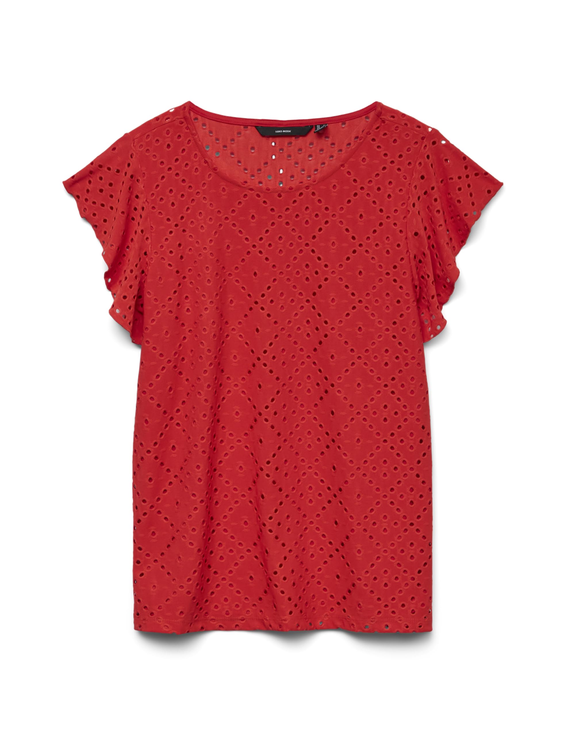 VERO MODA Womens Vmtassa Sl Frill Top Noos, Fiery Red, M UK
