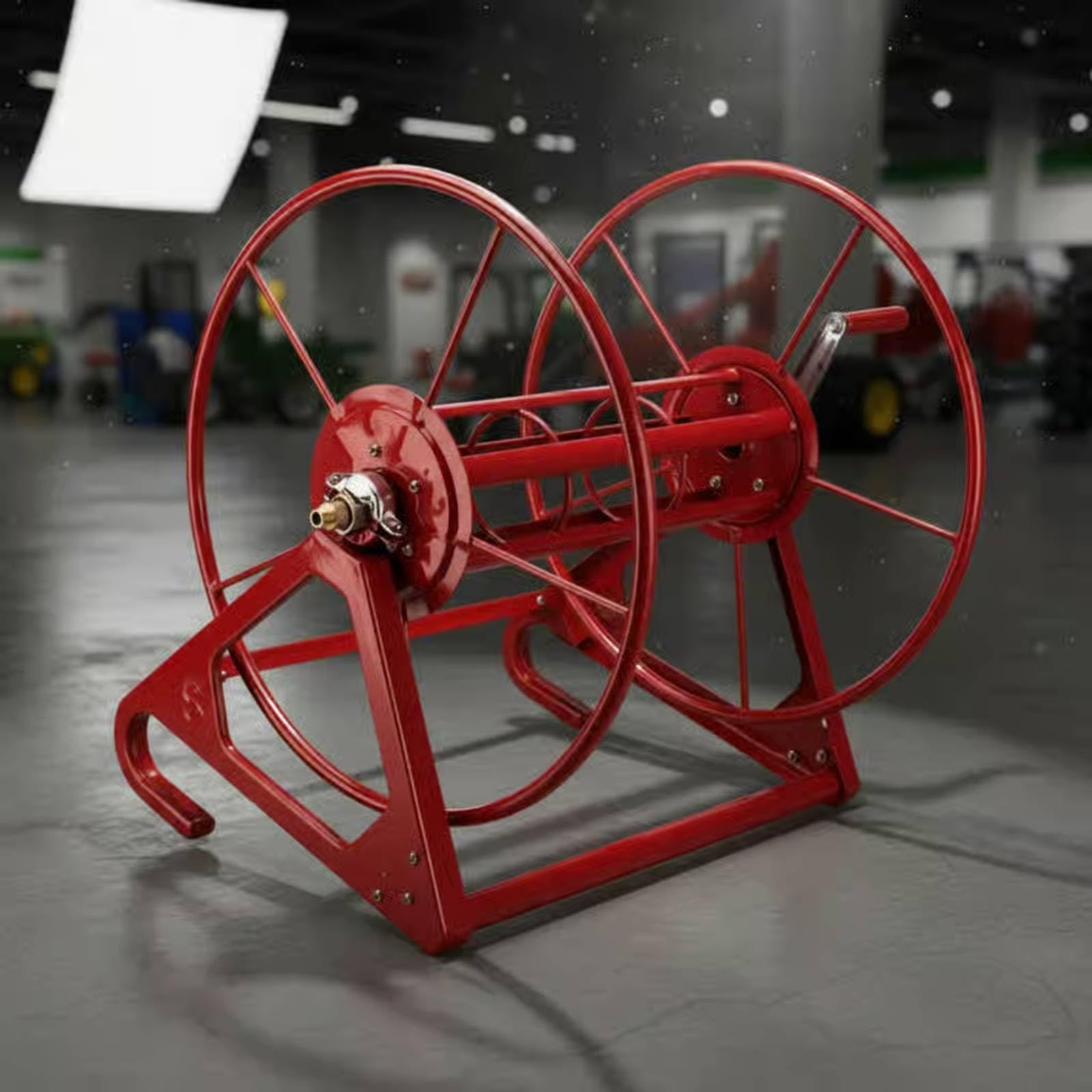 Avvolgitubo Agricolo Carrello Avvolgitubo Bobina Supporto Manuale con Ruote Circolari Base Triangolare Antiribaltamento Adatto per Attrezzatura Agricola Cortile Orto, Rosso, 300 Metri
