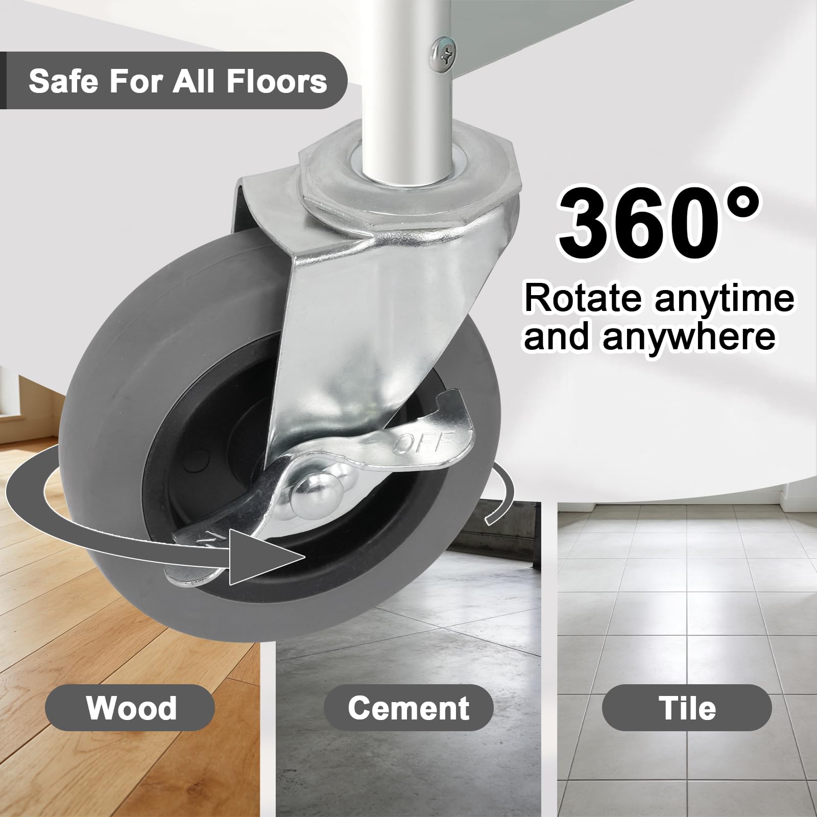 AAGUT Caster Wheels 4 Inch, TPR 1/2"-13 x 1-1/2" Threaded Stem Casters — Amazon image 4