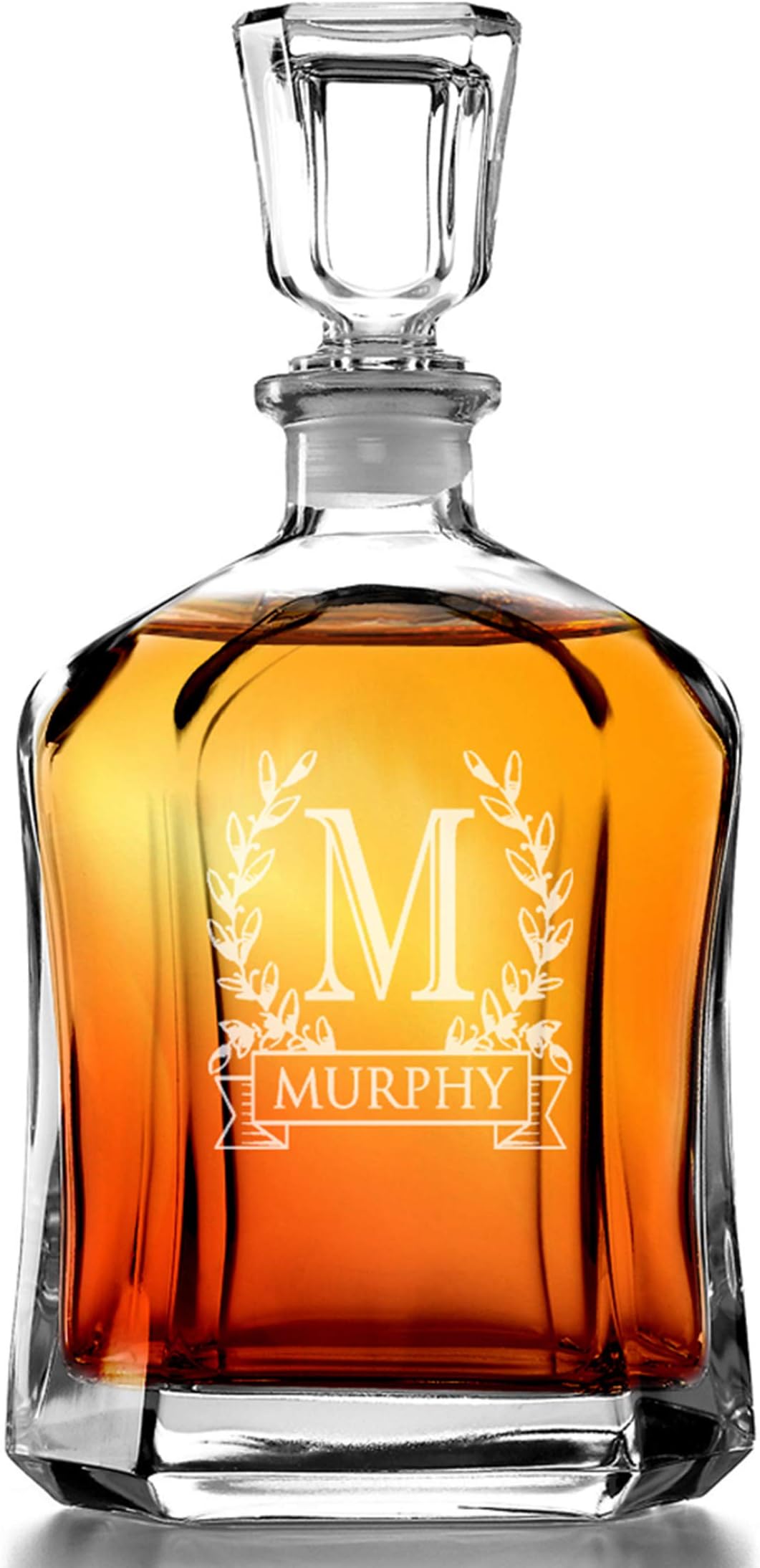 Bormioli Rocco Capitol Decanter 23.75 Oz - Engraved Monogram Personalized Clear