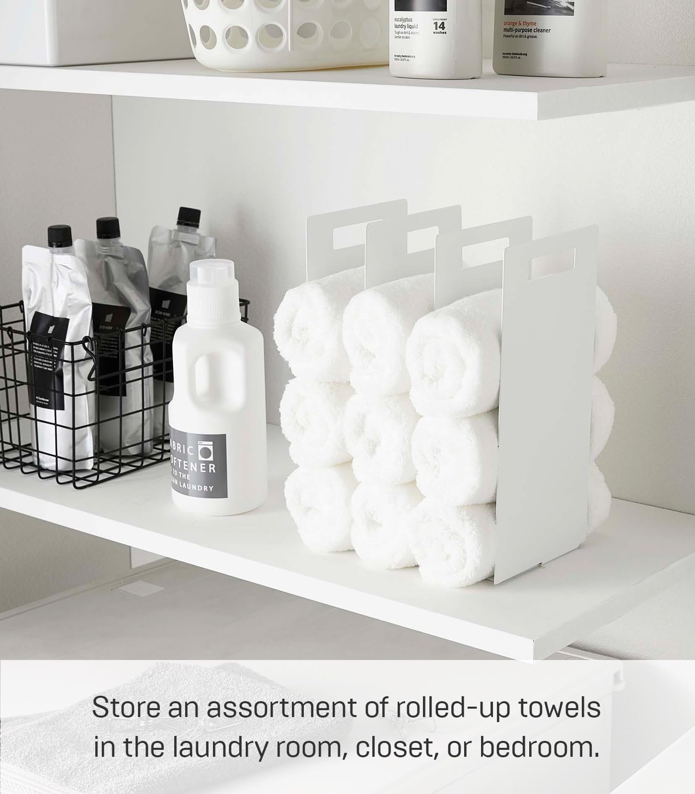 Yamazaki 4316 TOWER Towel Organizers (Set of 2), white, Steel, 14.5 x 14.5 x 30 cm