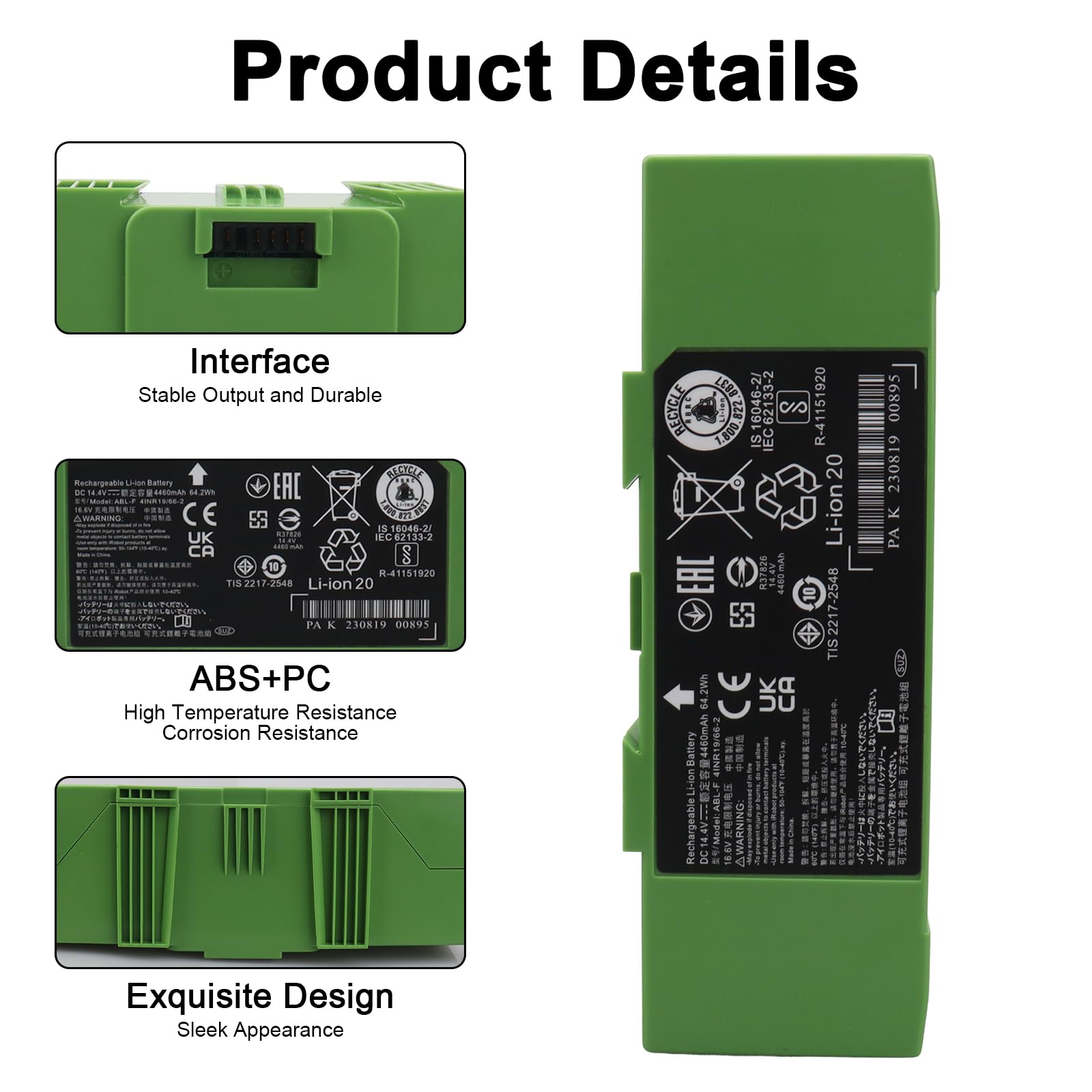 Bateria MXJFYY 14,4 V, 4 460 mAh do iRobot Roomba serii e i i7+, i7, 7150, 7550, i7550, i7550, do i8, i8+, i8550, 7156, 7550, 7558, i6, i4, 4150, i4+ 4550 i3 i3 + 3150 3158 e5 e5150 e6 e6198 J7 J7+