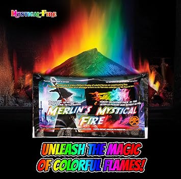 Mystical Fire Merlins Fire Color Changing Packets Fire Pits Campfire Long-Lasting Enchanted Multi-Color Magical Family Fun for Indoor Fireplace or Outdoor Use 0.882 oz Packets 12 Pack