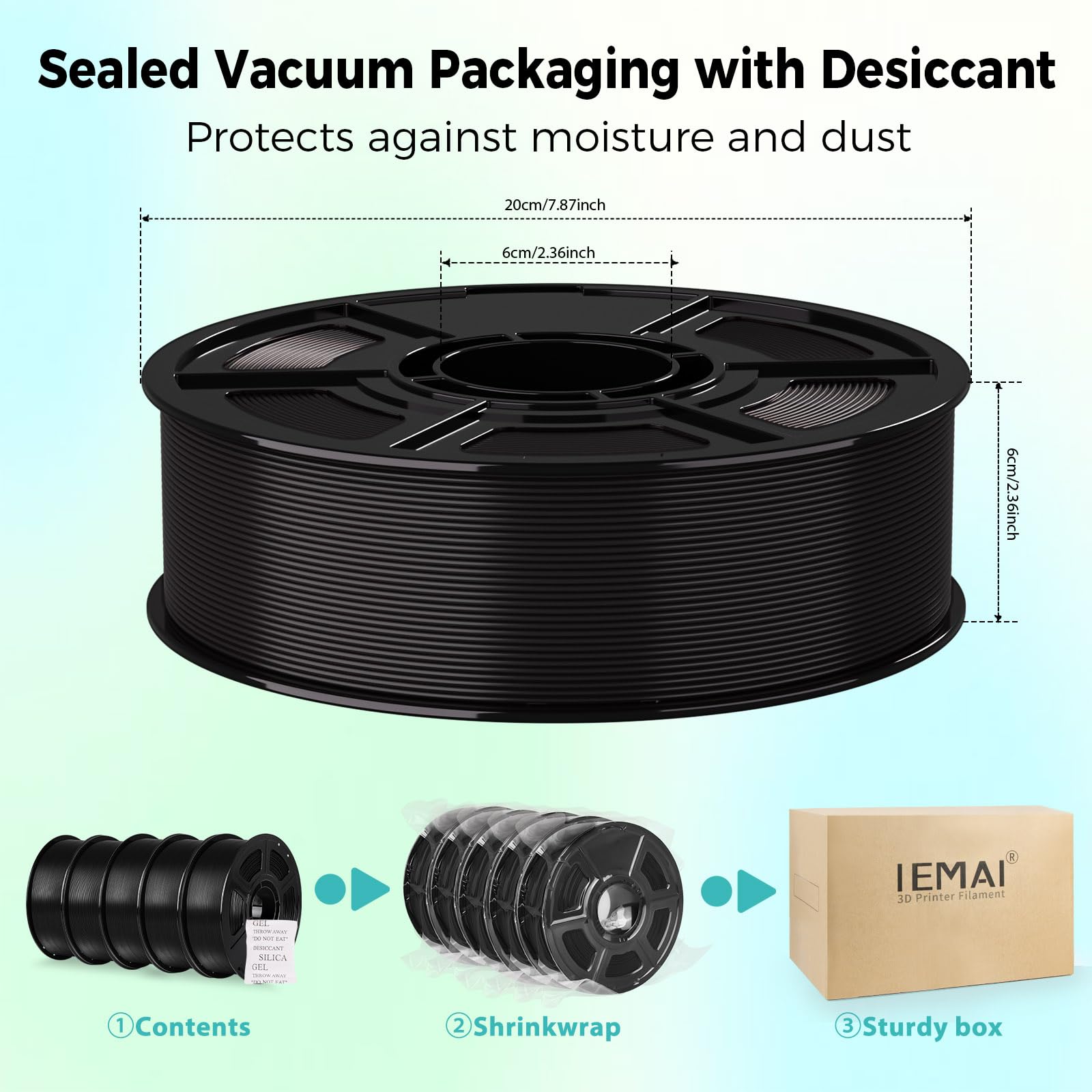 IEMAI ASA Filament 1,75 mm 5 kg, czarny filament ASA do drukowania 3D, odporny na promieniowanie UV, odporny na blaknięcie, odporny na wysoką temperaturę, dokładność pomiaru +/- 0,02 mm