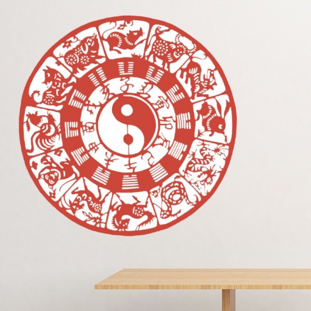 Sticker mural Yin-Yang zodiaque chinois pour créer une ambiance zen dans votre chambre