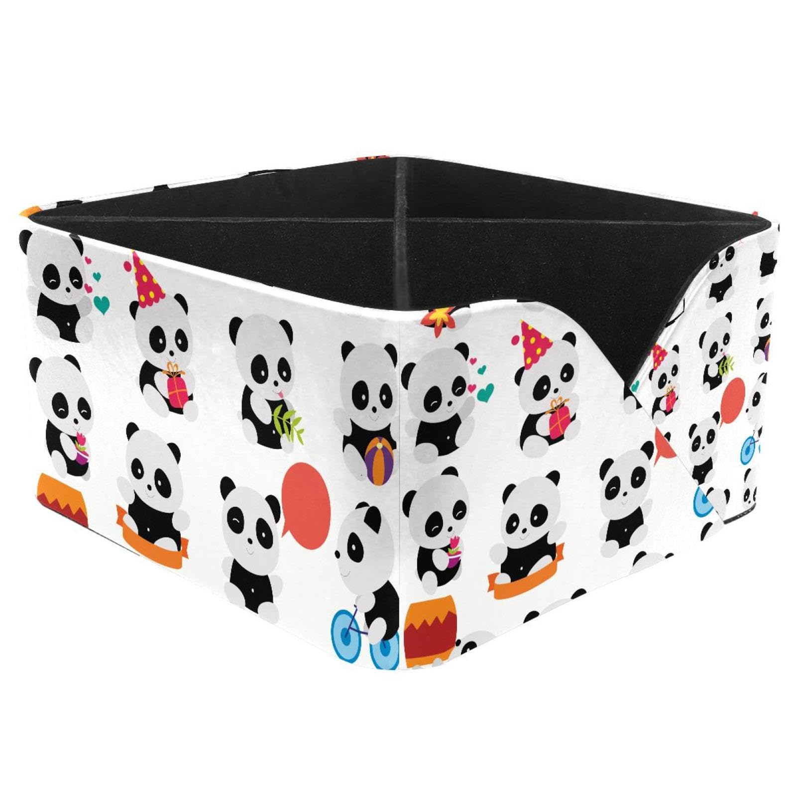 KengjuTesu Pandas Desktop Organizer Pen Holder, Rectangular Pencil Cup for Office, Study and Makeup Stations